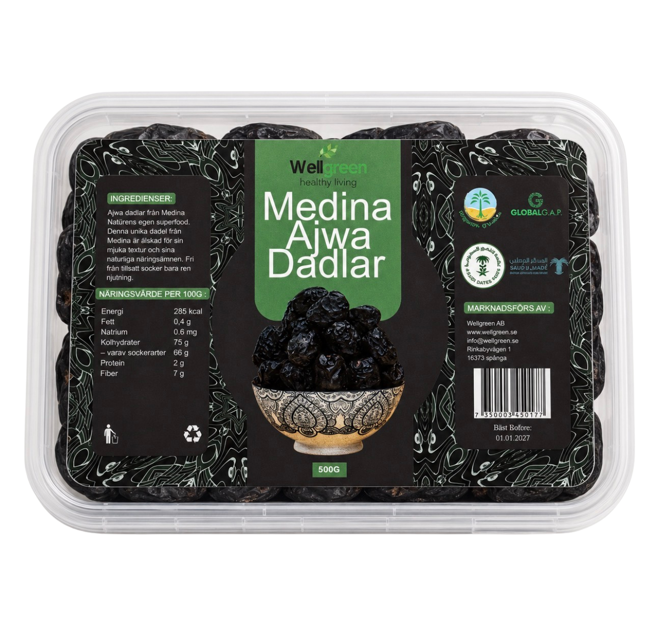 Medina Ajwa Dadlar 500g - förpackning